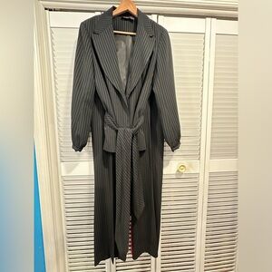 Rare black and white striped belted pantsuit size 14 by Shape FX